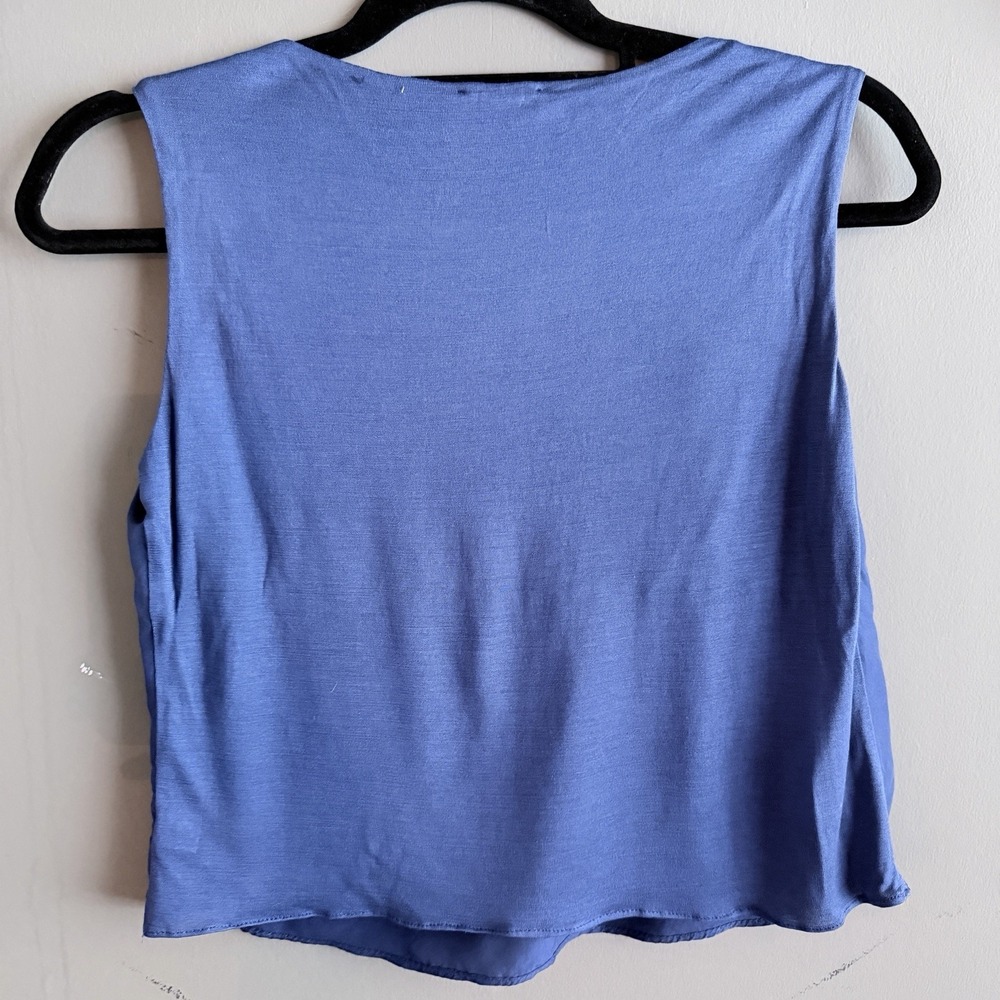 Rossopuro Italy 100% Silk Sleeveless Draped Blouse Blue Women's XS S - Picture 5 of 11